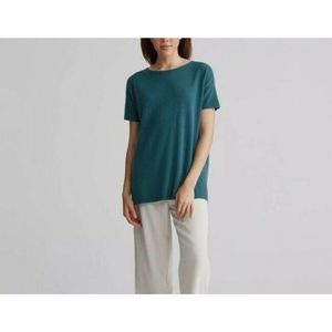 Eileen Fisher Sweater Pullover sz S Seamless 100% Cashmere Teal Oversized NWT